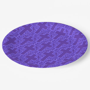 Ornate Cross 9 Purple-PAPER PARTY PLATES