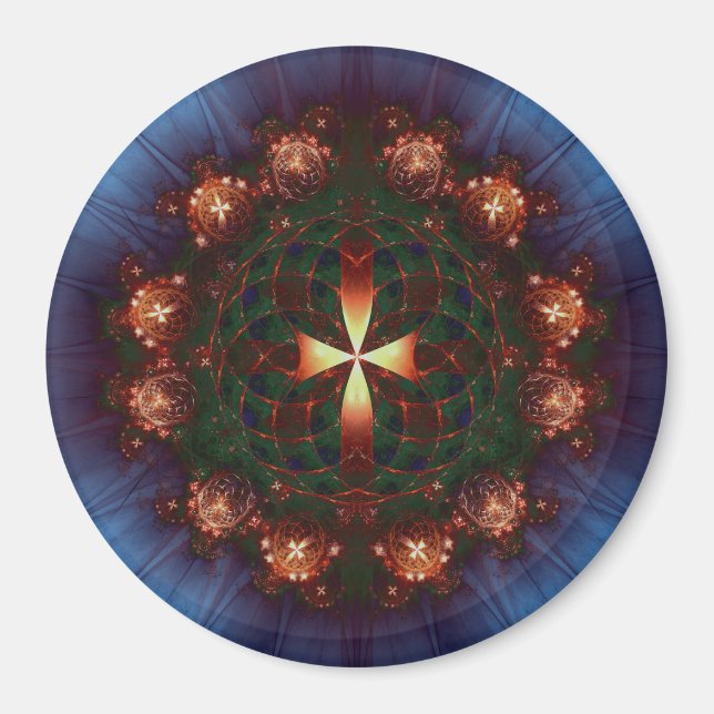 Ornate Cross Mandala Magnet (Front)