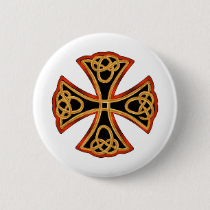ornate cross with braid 2 inch round button