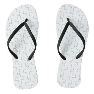Ornate cross with plain green vines flip flops