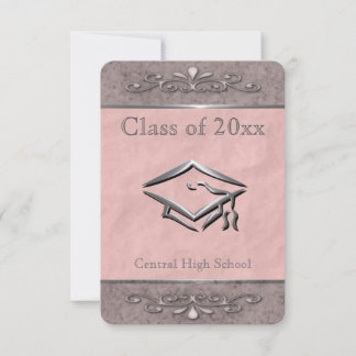 Ornate Customizable Pink Graduation Invitations