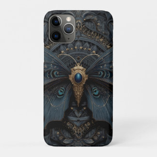 Ornate Dark Blue Butterfly with Gold Filigree  iPhone 11 Pro Case