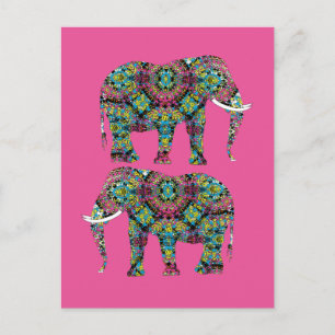 Ornate Decorated Indian Elephant Design Postcard