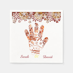 Ornate Decorated Mehndi Henna Hand Design Napkin