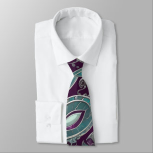 Ornate Deep Wine and Turquoise Paisley Tie