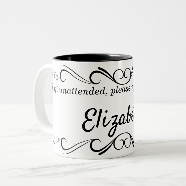Ornate Design Personalized Name Drink Mug (Front Left)