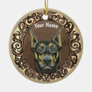 Ornate Doberman nom personnalisé ornement