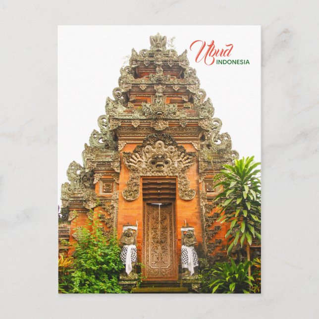 Ornate Door in Ubud, Bali, Indonesia Announcement Postcard (Front)