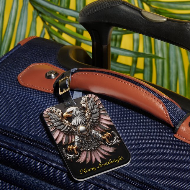 Ornate Eagle Sculpture Luggage Tag (Front Insitu 1)