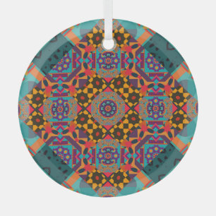 Ornate Eastern: Luxury Green Decor. Glass Ornament