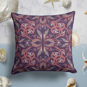 Ornate Elegance in Plum Throw Pillow