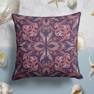 Ornate Elegance in Plum Throw Pillow