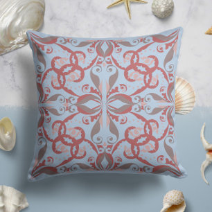 Ornate Elegance in Powder Blue Throw Pillow