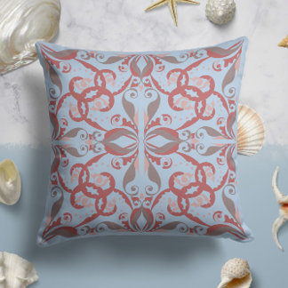Ornate Elegance in Powder Blue Throw Pillow