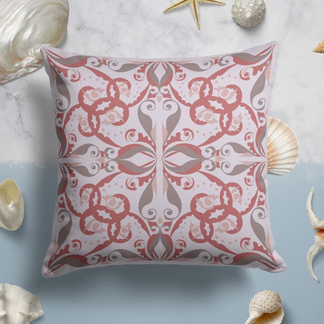 Ornate Elegance in Soft Blush Throw Pillow (Creator Uploaded)