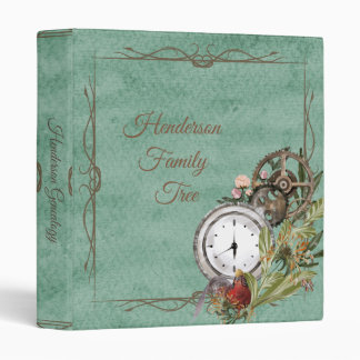Ornate Elegant Blue Green Genealogy 3 Ring Binder
