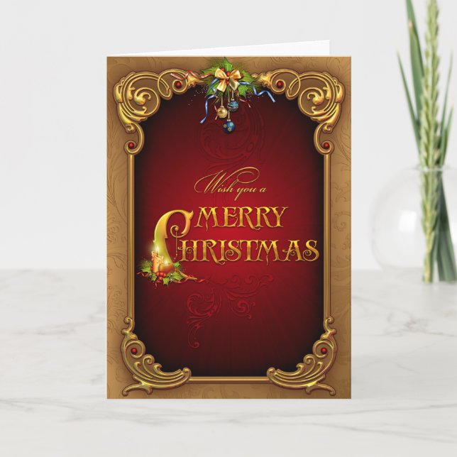 Ornate Elegant Personalized Christmas Card (Front)