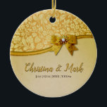 Ornate Elegant Retro Abstract Flowers and Leaves   Ceramic Ornament<br><div class="desc">Embellished with ornate,  elegant,  and retro abstract floral designs,  these cards charm. The interplay of light brown and gold flowers and leaves adds a touch of opulence,  infusing your event with a sense of grandeur and sophistication.</div>