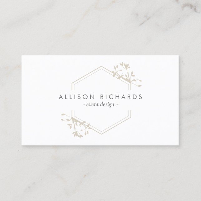 Ornate Elegant Vine and Leaf Emblem Business Card (Front)