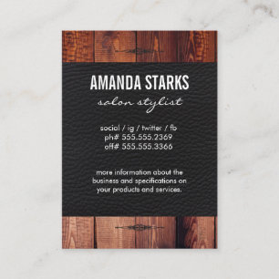 Ornate Element Wood Grain Leather Business Card