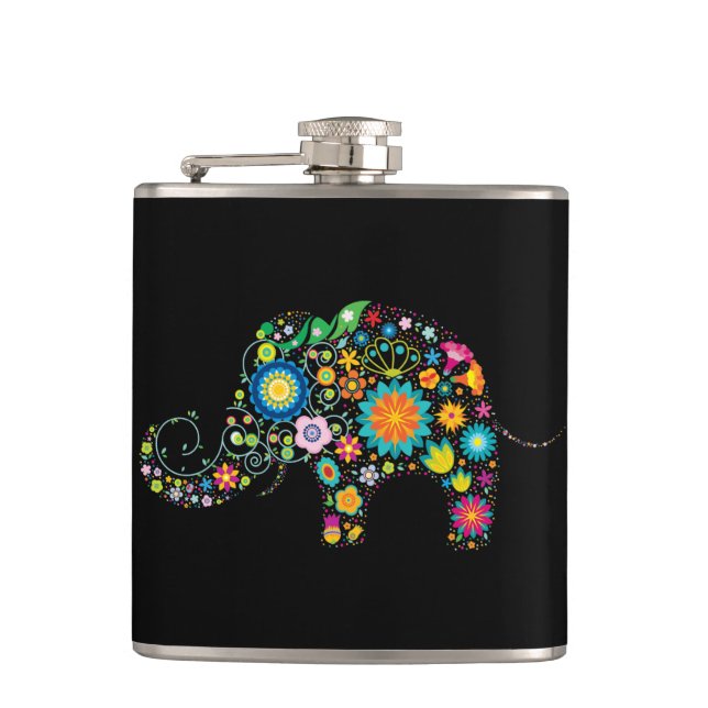 Ornate Elephant Hip Flask (Front)