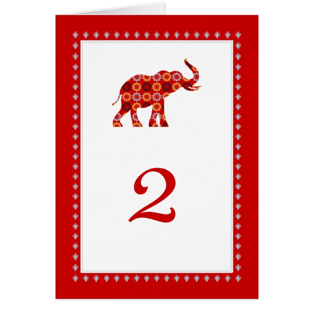 Ornate Elephants Table Card (Front)