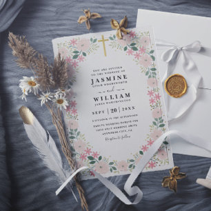 Ornate Embossed Graceful Bloom Elegant Wedding Invitation