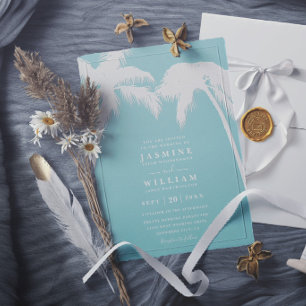 Ornate Embossed Tropical Palm Elegant Wedding Invitation