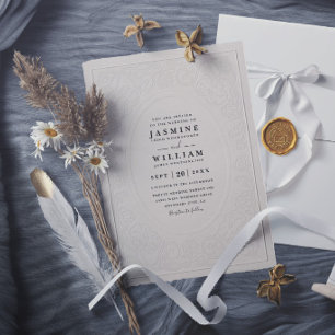Ornate Embossed Vintage Elegant Modern Wedding Invitation