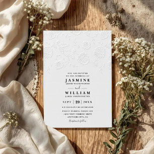 Ornate Embossed Vintage Elegant QR Code Wedding Invitation