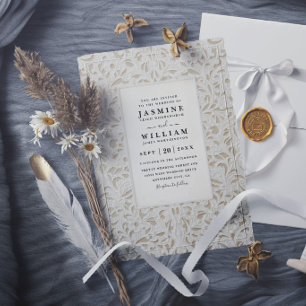 Ornate Embossed Vintage Lace Elegant Wedding Invitation