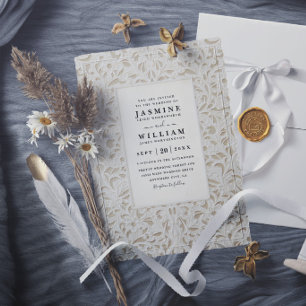 Ornate Embossed Vintage Lace QR Code Wedding Invitation