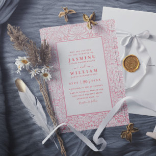Ornate Embossed Wildflower Elegant Modern Wedding Invitation