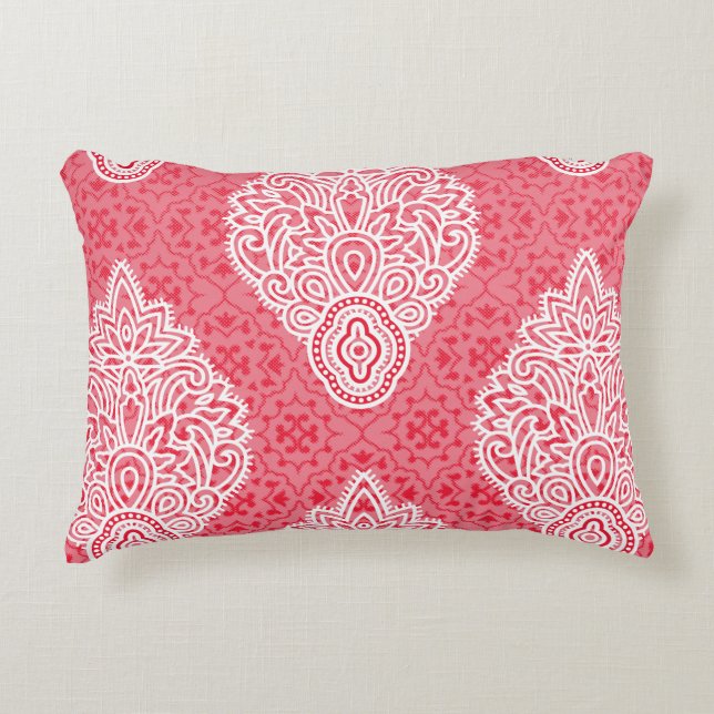 Ornate fabric design featuring a gradient from pin accent pillow (Front)