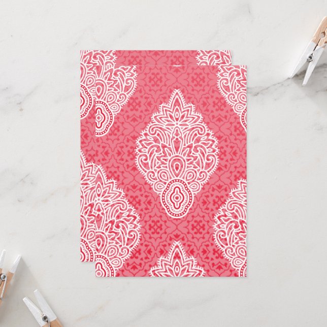 Ornate fabric design featuring a gradient from pin invitation (Front/Back In Situ)