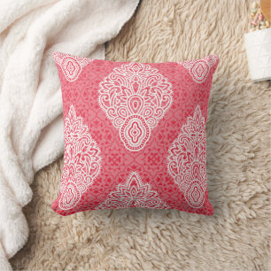 Ornate fabric design featuring a gradient from pin throw pillow