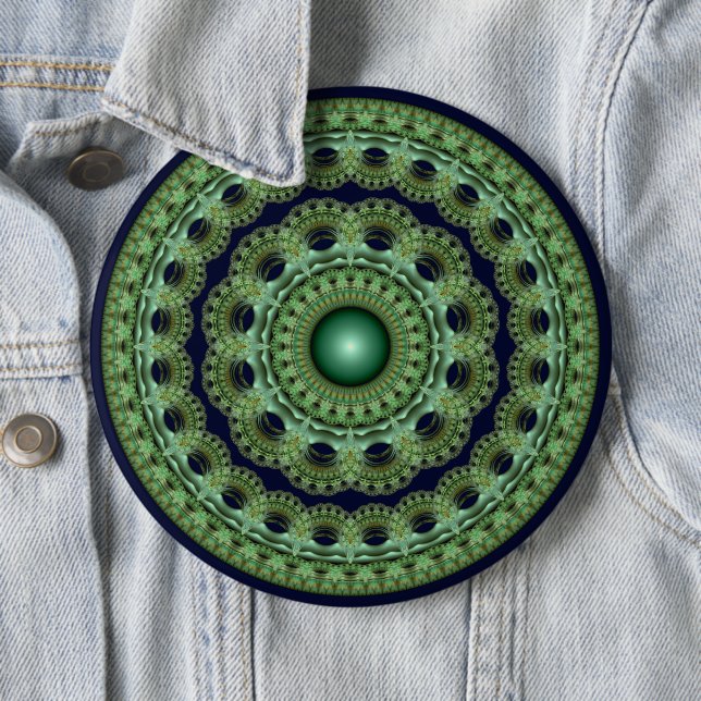 Ornate fairy round fractal mandala 6 inch round button (In Situ)