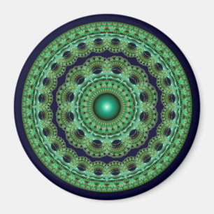 Ornate fairy round fractal mandala magnet