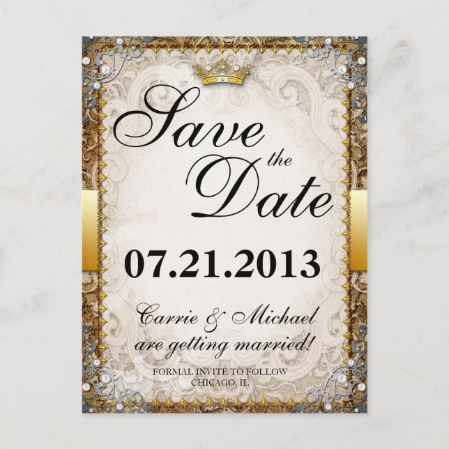 Ornate Fairytale Storybook Wedding Save the Date Announcement Postcard (Front)