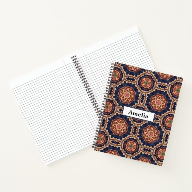 Ornate Fancy Flower and Star Shapes Pattern Notebook (Inside)