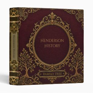 Ornate Filligree Burgundy Family Tree B Binder