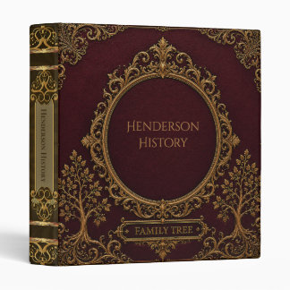 Ornate Filligree Burgundy Family Tree B Binder