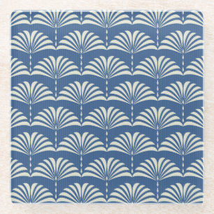 Ornate Floral: Abstract Art Deco. Glass Coaster