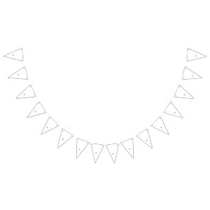 Ornate floral design in shades of pink and purple, bunting flags