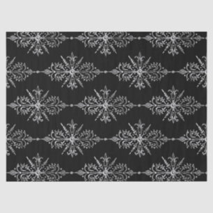 Ornate Floral Design on Black Decoupage Tissue Paper