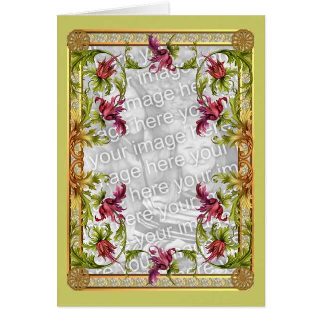 Ornate Floral Design Photo Card (Front)