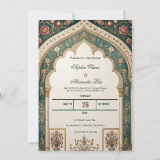 Ornate Floral Islamic Wedding Invitation