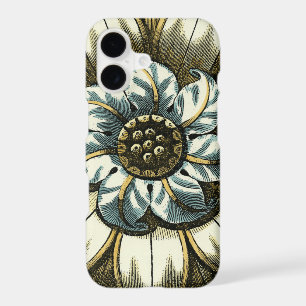 Ornate Floral Medallion on Light Blue Background