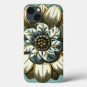 Ornate Floral Medallion on Light Blue Background iPhone 13 Case