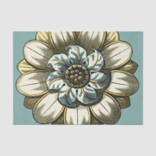 Ornate Floral Medallion on Light Blue Background Tissue Paper